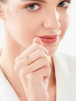 Pierścionek z brązu pozłacany