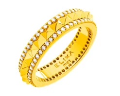 Pierścionek z mosiądzu pozłacany z cyrkoniami