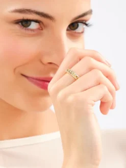 Pierścionek z mosiądzu pozłacany z cyrkoniami