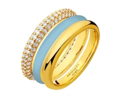 Pierścionek z mosiądzu pozłacany z cyrkoniami i emalią