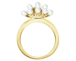 Pierścionek z mosiądzu pozłacany z perłami