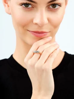 Pierścionek z mosiądzu pozłacany z agatem