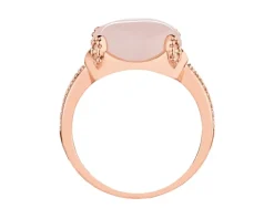 Pierścionek z mosiądzu pozłacany z kwarcem i cyrkoniami