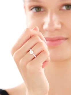 Pierścionek z mosiądzu pozłacany z kwarcem i emalią - serce