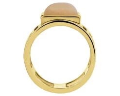 Pierścionek z mosiądzu pozłacany z kalcytem - sygnet