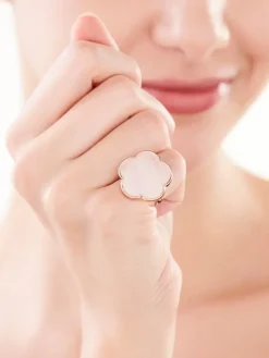 Pierścionek z mosiądzu pozłacany z kwarcem