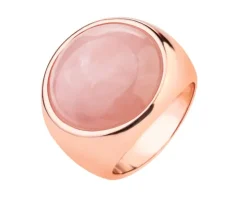 Pierścionek z mosiądzu pozłacany z kwarcem