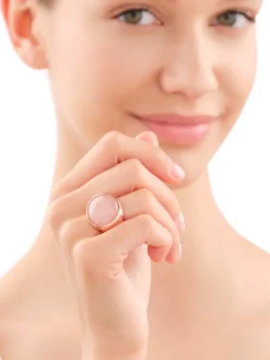 Pierścionek z mosiądzu pozłacany z kwarcem