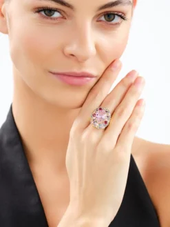 Pierścionek z mosiądzu pozłacany z cyrkoniami