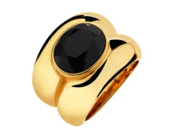 Pierścionek z mosiądzu pozłacany z agatem