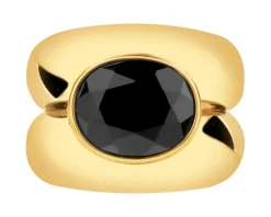 Pierścionek z mosiądzu pozłacany z agatem