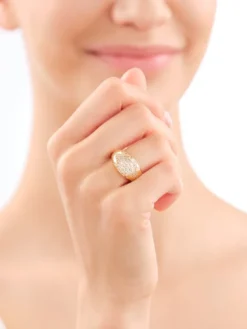 Pierścionek z mosiądzu pozłacany z cyrkoniami