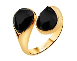 Pierścionek z mosiądzu pozłacany z agatem