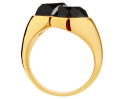 Pierścionek z mosiądzu pozłacany z agatem