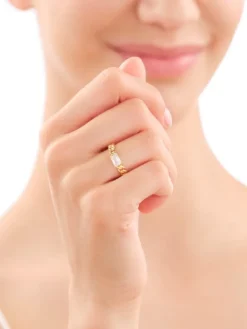 Pierścionek z mosiądzu pozłacany z cyrkonią