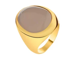 Pierścionek z mosiądzu pozłacany z agatem