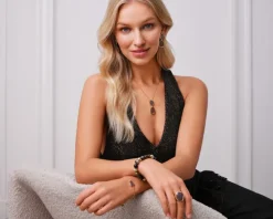 Pierścionek z mosiądzu pozłacany z agatem