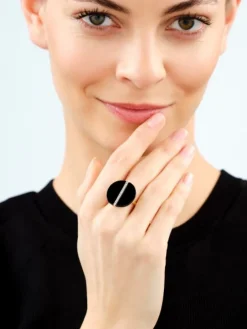 Pierścionek z mosiądzu pozłacany z agatem i cyrkoniami