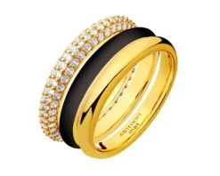 Pierścionek z mosiądzu pozłacany z cyrkoniami i emalią