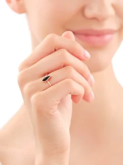 Pierścionek z mosiądzu pozłacany z agatem