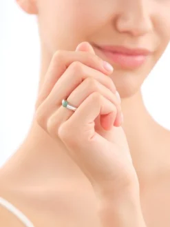 Pierścionek z mosiądzu rodowany z awenturynem