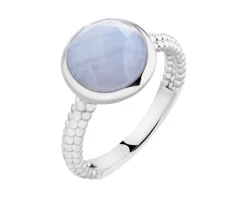 Pierścionek z mosiądzu rodowany z agatem