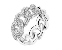 Pierścionek z mosiądzu rodowany z cyrkoniami