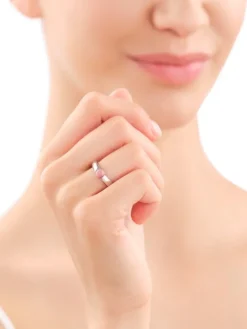 Pierścionek z mosiądzu rodowany z rhodonitem