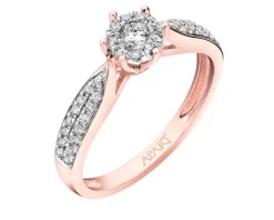 Pierścionek z różowego i białego złota z brylantami - 0,25 ct - próba 585