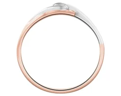 Pierścionek z różowego i białego złota z brylantem - 0,02 ct - próba 585