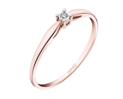 Pierścionek z różowego i białego złota z brylantem - 0,01 ct - próba 375