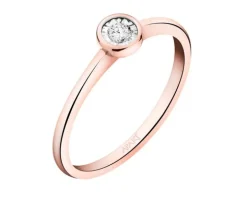 Pierścionek z różowego i białego złota z brylantem - 0,05 ct - próba 375