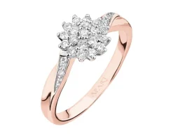 Pierścionek z różowego i białego złota z brylantami - 0,25 ct - próba 585