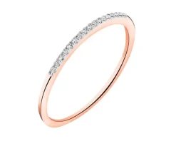 Pierścionek z różowego złota z diamentami - 0,03 ct - próba 375