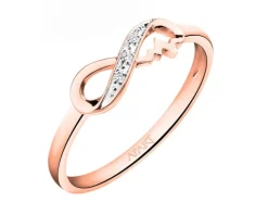 Pierścionek z różowego złota z diamentami - nieskończoność, EKG serca - 0,01 ct - próba 375