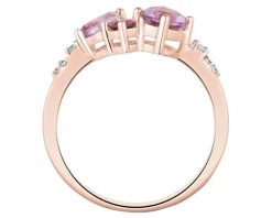 Pierścionek z różowego złota z brylantami i kamieniami ozdobnymi - próba 585