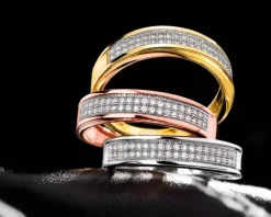 Pierścionek z różowego złota z diamentami - 0,15 ct - próba 585