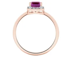 Pierścionek z różowego złota z diamentami i ametystem - próba 585