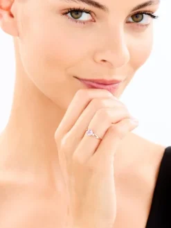 Pierścionek z różowego złota z diamentami i ametystem - próba 375