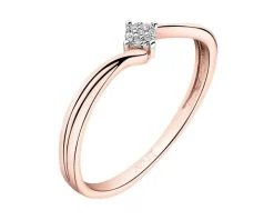 Pierścionek z różowego złota z diamentami - 0,01 ct - próba 375