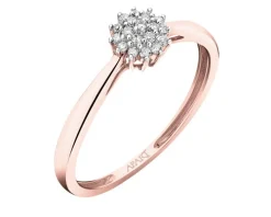 Pierścionek z różowego złota z brylantami - 0,09 ct - próba 585