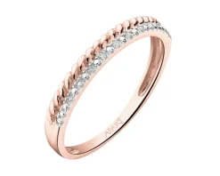 Pierścionek z różowego złota z diamentami - 0,02 ct - próba 375