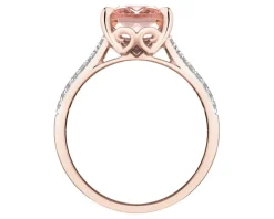 Pierścionek z różowego złota z brylantami i morganitem - próba 585