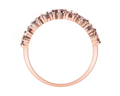 Pierścionek z różowego złota z diamentami i kamieniami ozdobnymi - próba 585