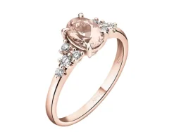 Pierścionek z różowego złota z brylantami i morganitem - próba 585