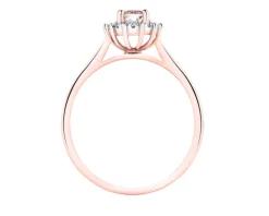 Pierścionek z różowego złota z diamentami i morganitem - próba 585