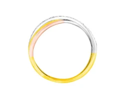 Pierścionek z żółtego, białego i różowego złota z diamentami - 0,07 ct - próba 585