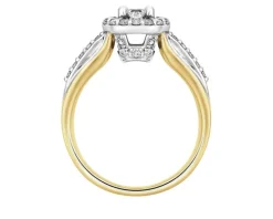 Pierścionek z żółtego i białego złota z diamentami - 0,72 ct - próba 585