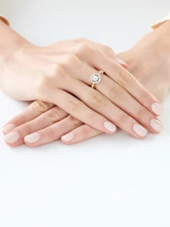 Pierścionek z żółtego i białego złota z diamentami - 0,72 ct - próba 585