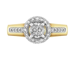 Pierścionek z żółtego i białego złota z diamentami - 0,72 ct - próba 585